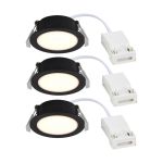 Voordeelpak 3x Nordlux Downlight Olea Zwart 4.4W 345lm 110D - 930 | 68mm - IP65 - Beste Kleurweergave