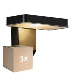 Voordeelpak 3x Nordlux Solar Wandlamp Rica Vierkant Zwart 4.5W 450lm - 830 Warm Wit | Bewegings- en Lichtsensor