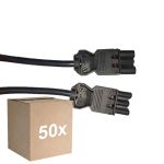 Voordeelpak 50x Noxion GST - Compatibel Verlengkabel Zwart - Mannelijk + Vrouwlijk - 1m - 3 pole 1,5mm2